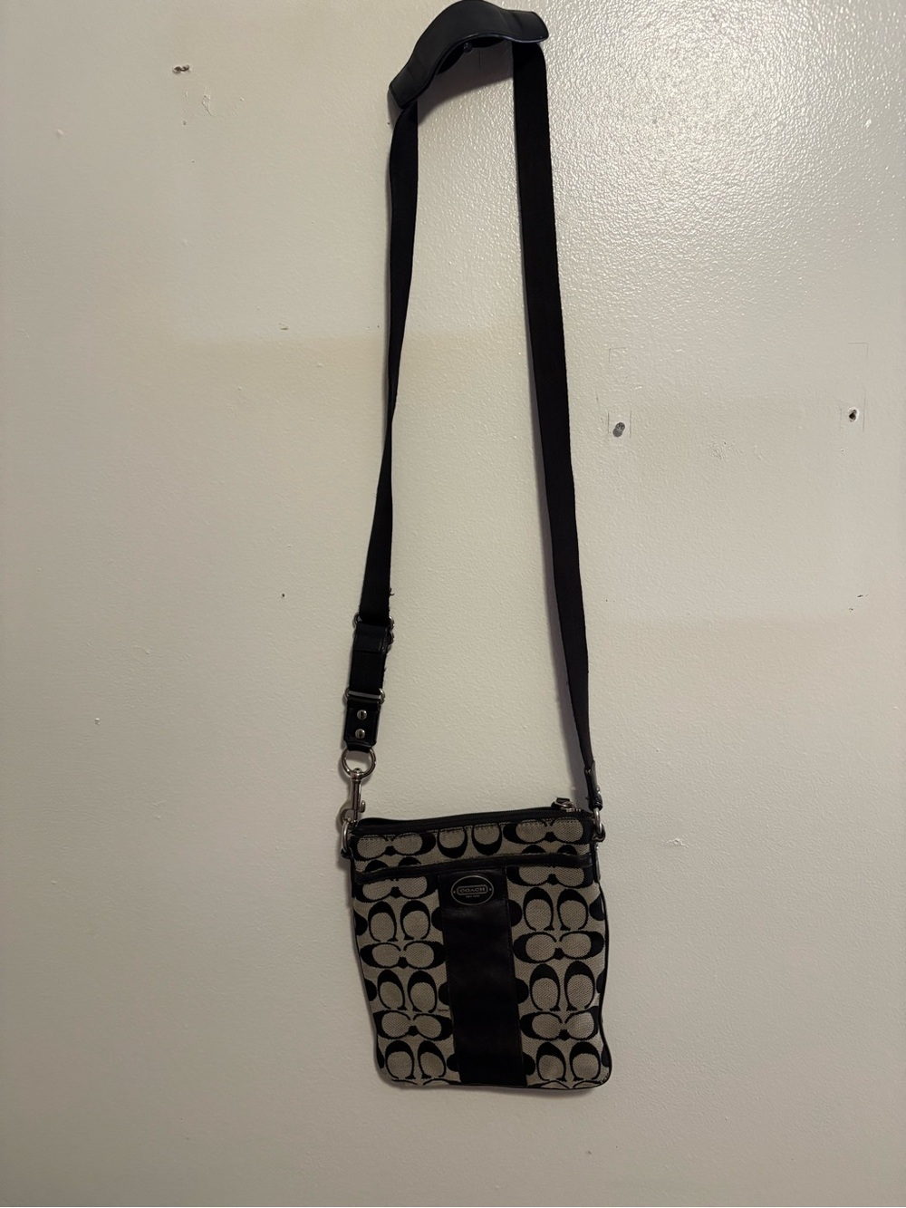 Coach Black and Tan Signature Canvas Crossbody